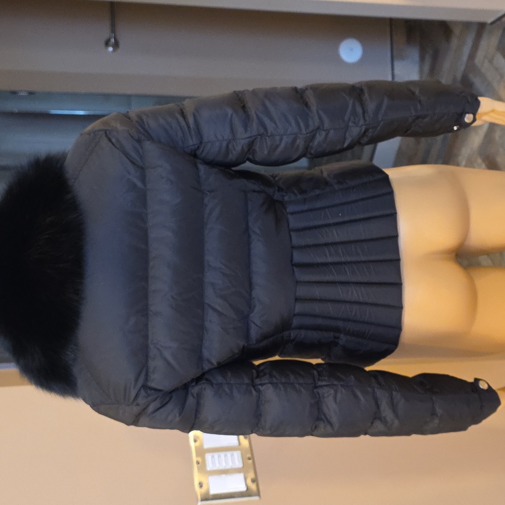 PRADA Black Down Puffer Jacket with Fur Collar - Picture 8 of 16